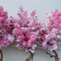 Künstliche Kirschblütenbäume aus Holz, Rosa-Weiße Plastik-Kirschblüten, Dekorative Blumen, Kränze und Pflanzen