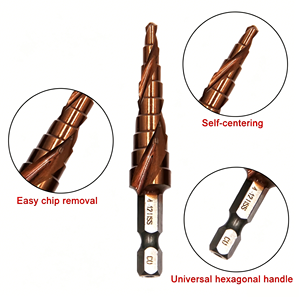 M35 HSS <strong>Cobalt</strong> Spiral Flute Step <strong>Drill</strong> <strong>Bit</strong> <strong>Set</strong> Pagoda <strong>Drill</strong> <strong>Bit</strong> for Stainless Steel Metal Sheet Drilling - Product Image 2