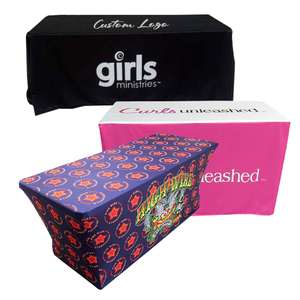 Customized Eco-Friendly Polyester Spandex <b>Table</b> Cloth 6 Ft with Custom Logo and Digital Printing Portable - Product Image 1