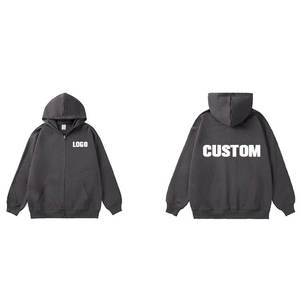 Custom Loose Zipper Hooded Sweatshirt Custom Thickened Open <b>Cardigan</b> for Unisex - Product Image 2