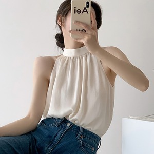 7906 camicia in Chiffon bianco stile # francese per <span class=keywords><strong>donna</strong></span> che appende al collo la camicetta Top - Product Image 2