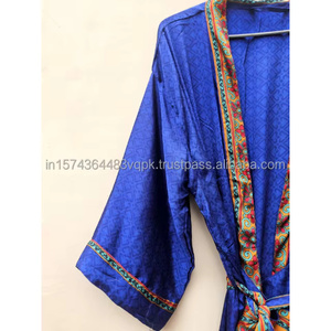 Sari de Seda Indio para Mujer, Estilo Bohemio Vintage, Bordado a Mano, Cintura Elástica, Transpirable, Vestido de Playa - Product Image 3