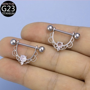 Nuevo Anillo de Pezón de Encaje de Titanio F136 con Zirconia, Venta al por Mayor, 14g, Antialérgico, Anillo de Diafragma, Piercing Sexy para el Seno - Product Image 3