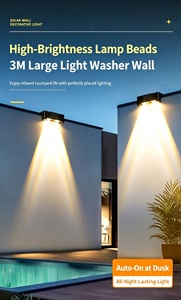 Outdoor modern IP65 waterproof solar wall lamp garden courtyard road warm white solar courtyard lamp LED wall lamp <b>fence</b> - Product Image 5
