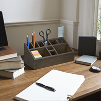 Portalápices de madera marrón, caja de escritorio, organizador de Caddy, mesa, papelería, suministros de oficina, accesorios
