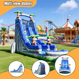 Glissière d'eau gonflable en PVC violet à double voie commerciale conception de paume arc-en-ciel pour les achats de parc de trampoline d'amusement de famille d'arrière-cour - Product Image 3