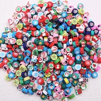 Ornamen Natal Santa Claus Manik-manik Tanah Liat Polimer Untaian Longgar DIY Gelang Kalung Bahan Aksesoris