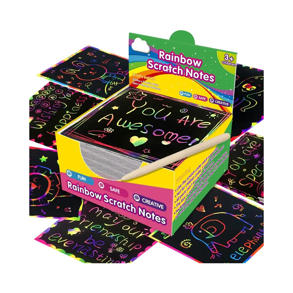 Venda quente Rainbow Scratch Mini Art Notes Magia Scratch Papel Nota Cartões para DIY Favor Do Partido Suprimentos para meninas
