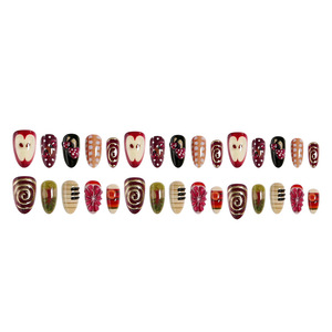 Faux ongles à pression en forme d'amande, thème forêt d'automne, peints à la main, 30 pièces, faux ongles 3D en forme de fruits et de champignons, pour festival, manucure DIY - Product Image 4