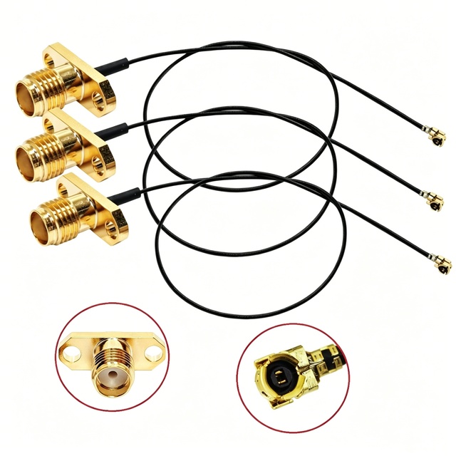 Factory 2-Hole Flange SMA Female to U.FL (UFL) Pigtail Cable, RF 1.13mm / 1.37mm Mini MicroCoax Antenna Jumper Wire Cable