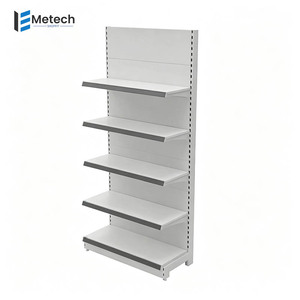 Estantería Góndola Metálica Blanca de 5 Niveles, Resistente, Ajustable, de un Solo Lado, <span class=keywords><strong>para</strong></span> Exhibición en Supermercados, Minimercados y Comercios Minoristas - Product Image 1