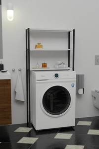 Étagère de rangement métallique à 3 niveaux pour machine à laver/sèche-linge, organisateur de chaussures détachable, gain de place, étagère de toilette, étagère pour maison et jardin - Product Image 5