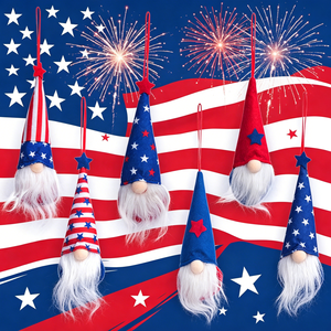 Adornos Colgantes de Gnomos Patrióticos para el 4 de Julio, 6 Piezas, Gnomos sin Rostro con Bandera de EE. UU. para Decoraciones de Fiesta del Día de la Independencia - Product Image 6