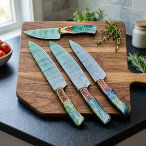 THEWIZ CRAFTS Hand Forged Carbon Steel Chef <b>Knives</b> Japanese Style Wood Handle 6-7.9in Blade Ambidextrous Dishwasher <b>Safe</b> - Product Image 6