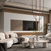 Meuble TV mural de luxe sur mesure, unité de divertissement intégrée, étagères, armoire de rangement, console TV flottante pour salon