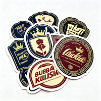 Autocollants vintage Haoxuan, badges en PVC blanc, motifs abstraits de couronne et de lettres, effet doré mat, découpés sur mesure