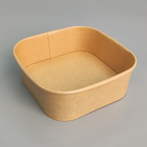 Bols carrés en papier kraft avec couvercles, contenants alimentaires jetables étanches avec couvercles transparents, bols carrés en papier kraft pour plats à emporter - Product Image 4