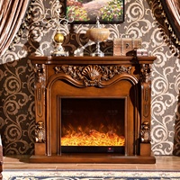 Cheminée en bois massif antique la plus vendue avec insert à flamme simulée