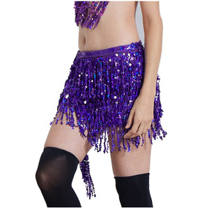 Gonna con Paillettes e Frange per Donne e Ragazze, Taglia S, per Feste da Ballo, Festival, Spettacoli, Costume da Danza del Ventre - Product Image 6