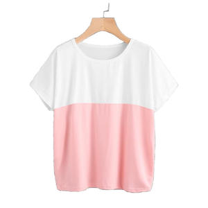 <span class=keywords><strong>Top</strong></span> été Style coréen décontracté solide grande taille femmes ample haut chauve-souris à manches courtes Satin Anti-boulochage T-shirt Chubby Girl - Product Image 5