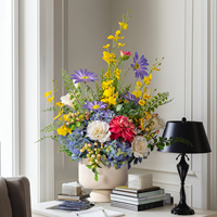 Arrangement de fleurs de lotus en soie artificielle, fait main, réaliste, 45-70 cm, décoration pour la maison et le bureau, centre de table