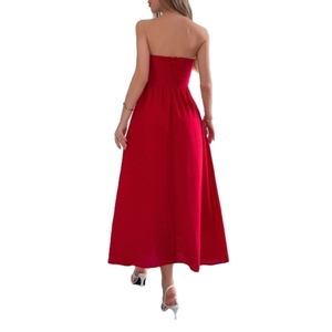 Vestido Largo Elegante de Mujer, Color Sólido, Sin Mangas, Espalda Descubierta, Estilo Tubo, Corte en A - Product Image 4