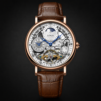 Nuevo Reloj Mecánico de Alta Gama para Hombre, de Aleación, con Doble Hora, Estilo Ejecutivo, con Puntero, 43 mm, Resistente al Agua 30 m, de Cuerda Automática
