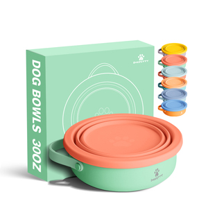 Double bol 2 en 1 <span class=keywords><strong>Support</strong></span> d'alimentation pour chien Conception portable personnalisée pour nourriture et eau Bol anti-déversement pour animaux de compagnie pour le voyage et l'extérieur - Product Image 6