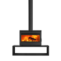 Poêle à bois autoportant en acier au carbone pour salon moderne, efficacité 75 %, capacité de chauffage 100-150, foyer décoratif