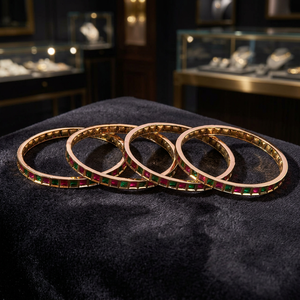 Handmade Rubygreen Classic Four Piece <b>Copper</b> Alloy Gold Plated Nickel & Lead Free <b>Bangles</b> for Women - Product Image 2