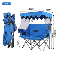 Chaise de camping et de plage pliable carrée en tissu Oxford et acier inoxydable pour deux personnes |   Abri de jardin isolé au design moderne