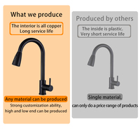 Robinet de cuisine moderne de luxe avec douchette extractible effet cascade et pluie, en acier inoxydable 201 nickel brossé, flexible, pour usage hôtelier