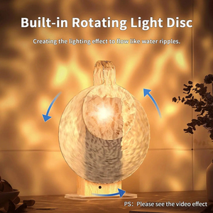 ไฟ LED ลายคลื่นน้ำหมุนได้ ชาร์จผ่าน USB โคมไฟฉายภาพสำหรับห้องนอน ตกแต่งโต๊ะข้างเตียง ของขวัญตกแต่งห้อง โคมไฟกลางคืน - Product Image 2