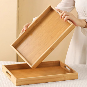 Bamboo Rectangular Serving Tray Solid Wood Tea Coffee Bread Tray Household Kitchen Use - Product Image 4