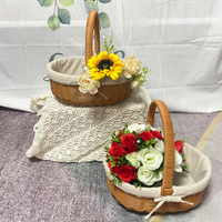 Panier à fleurs en rotin naturel, avec doublure en lin amovible, panier cadeau tissé, arrangement floral, emballage de mariage