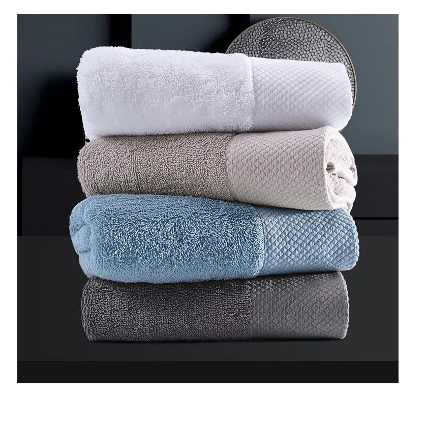 Fancy Chinese Stijl Grens Handdoeken Oeko Tex 100% Katoen Platina Grens Handdoek Voor Hotel Gebruik