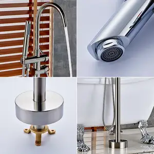 Luxury Free Standing Tub Filler Faucet Single Handle Bathroom Bath Shower Set Floor Mounted Bathtub Mixer Tap With Handshower