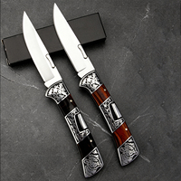 Couteau pliant portable en acier 7CR13MOV pour le camping, la chasse et la survie en plein air, avec manche ergonomique en bois de rose et acier