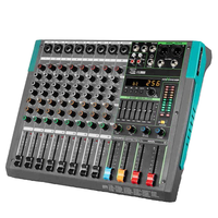 Console de mixage audio professionnelle portable 6 canaux en métal avec effets intégrés, stéréo, 2 commutateurs de son vidéo en direct stéréo