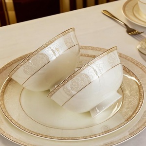 Ceramic Gold <b>Dinnerware</b> <b>Set</b> Luxury Fine Bone China Dinner Tableware <b>Sets</b> - Product Image 2