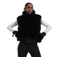 Combinaison de ski d'hiver de style européen américain pour femmes avec fermeture à glissière gilet à fourrure pour la chaleur coupe-vent pour vêtements de ski et de neige