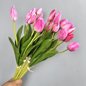 Decorazione di nozze fiori artificiali 5 teste PU vero tocco <span class=keywords><strong>tulipano</strong></span> fiori di alta qualità - Product Image 4
