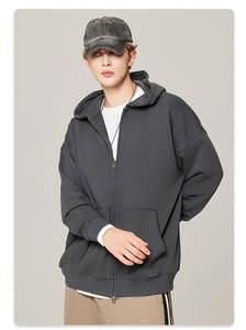 Chaqueta de Invierno Unisex de Calidad, Sudadera con Capucha y Cremallera, Manga Larga, Color Sólido, Diseño de Logotipo Personalizado Bordado, Informal, Otoño, ODM - Product Image 3