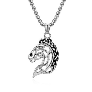 Collier Tête de Cheval Celtique en Alliage de Zinc, Design Creux, Pendentif Unisexe Tendance - Product Image 5
