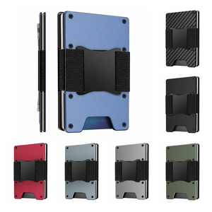 Men's Fashionable Aluminum <b>Slim</b> <b>Card</b> <b>Holder</b> RFID Blocking with Cash Strap Anti RFID Credit <b>Cards</b> <b>Holder</b> OEM Customizable - Product Image 1