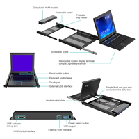 Konsol KVM Switch Drawer Rackmount LED 17'' 16 Port + 16 Paket Kabel, MT-VIKI USB VGA LCD KVM Switch 16 in 1 Out