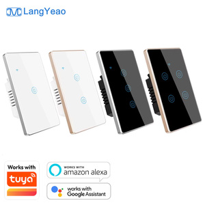 Interruptor de Luz Inteligente con Marco Metálico y Pantalla Táctil LangYeao, 1/2/3/4 Vías, Estándar Estadounidense, WiFi Tuya, 4 Colores, Compatible con <span class=keywords><strong>Alexa</strong></span> y Google Home - Product Image 1