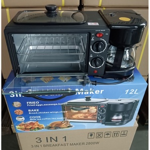 Horno eléctrico de acero inoxidable 3 en 1 para uso doméstico, tostadora automática de café y leche, sartén para hornear para desayuno al aire libre - Product Image 6