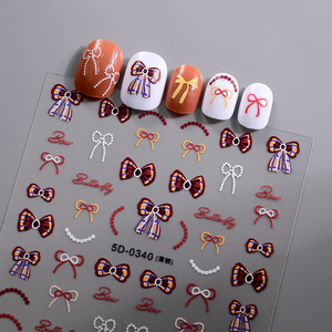 2025 nouveau 5D Kawaii arc <span class=keywords><strong>manucure</strong></span> autocollant multicolore ruban arc amour coeur ongles décalcomanies auto-adhésif ongles autocollants accessoires - Product Image 2