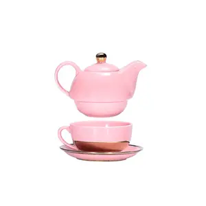 Moderne Middag Theepot Kop En Schotelset 350 Ml Roze Witte Doos Mokken Nordic Ring Keramische Koffiemokken Dagelijkse Theemok Met Deksel